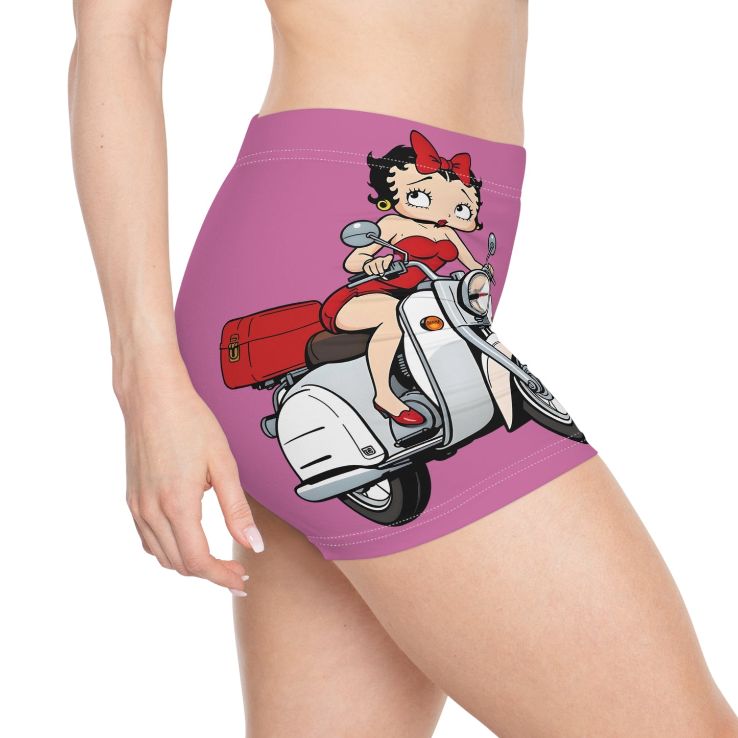 Betty Boop Pink Vintage Scooter - Womens Shorts