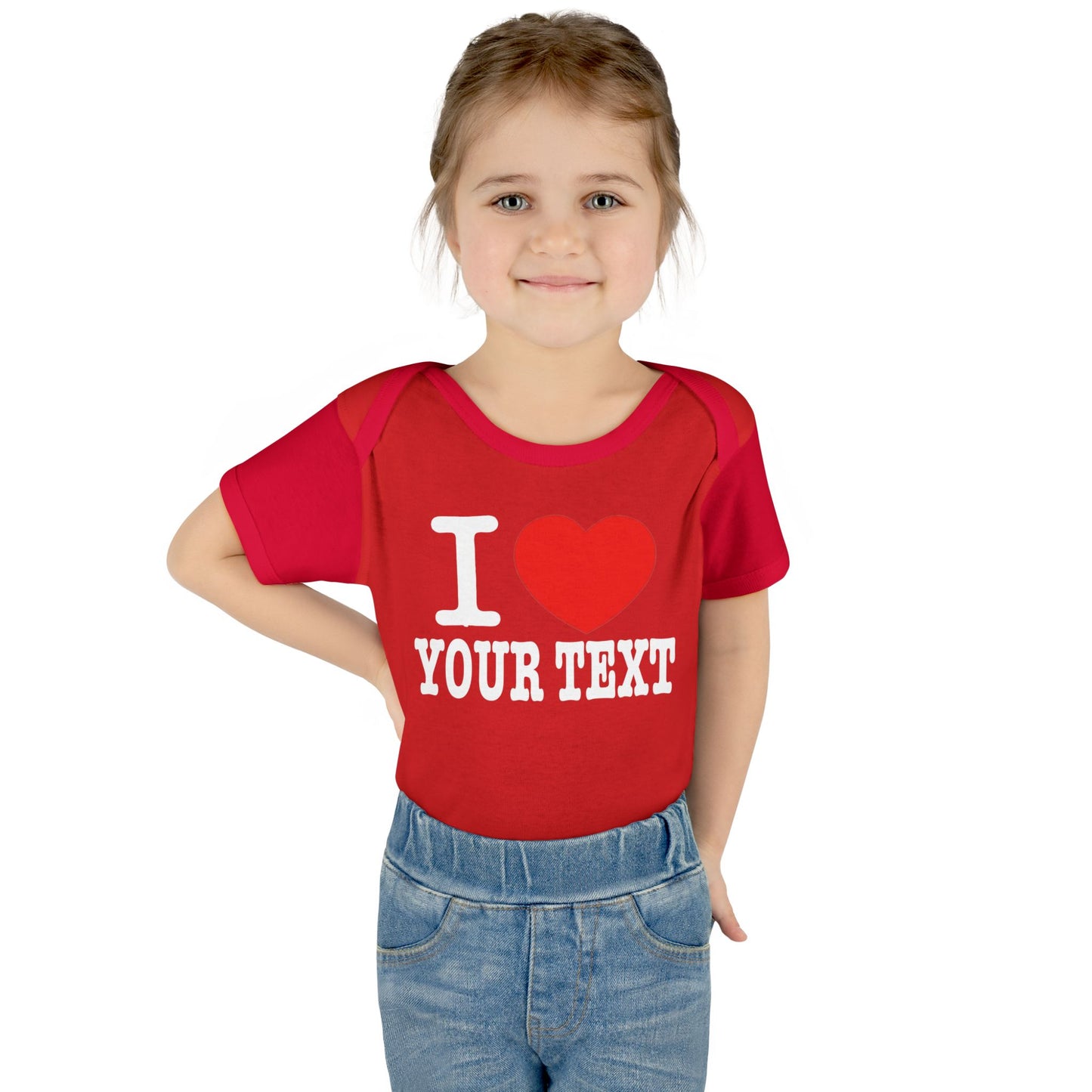 I Love Custom Text | Infant Baby Rib Bodysuit