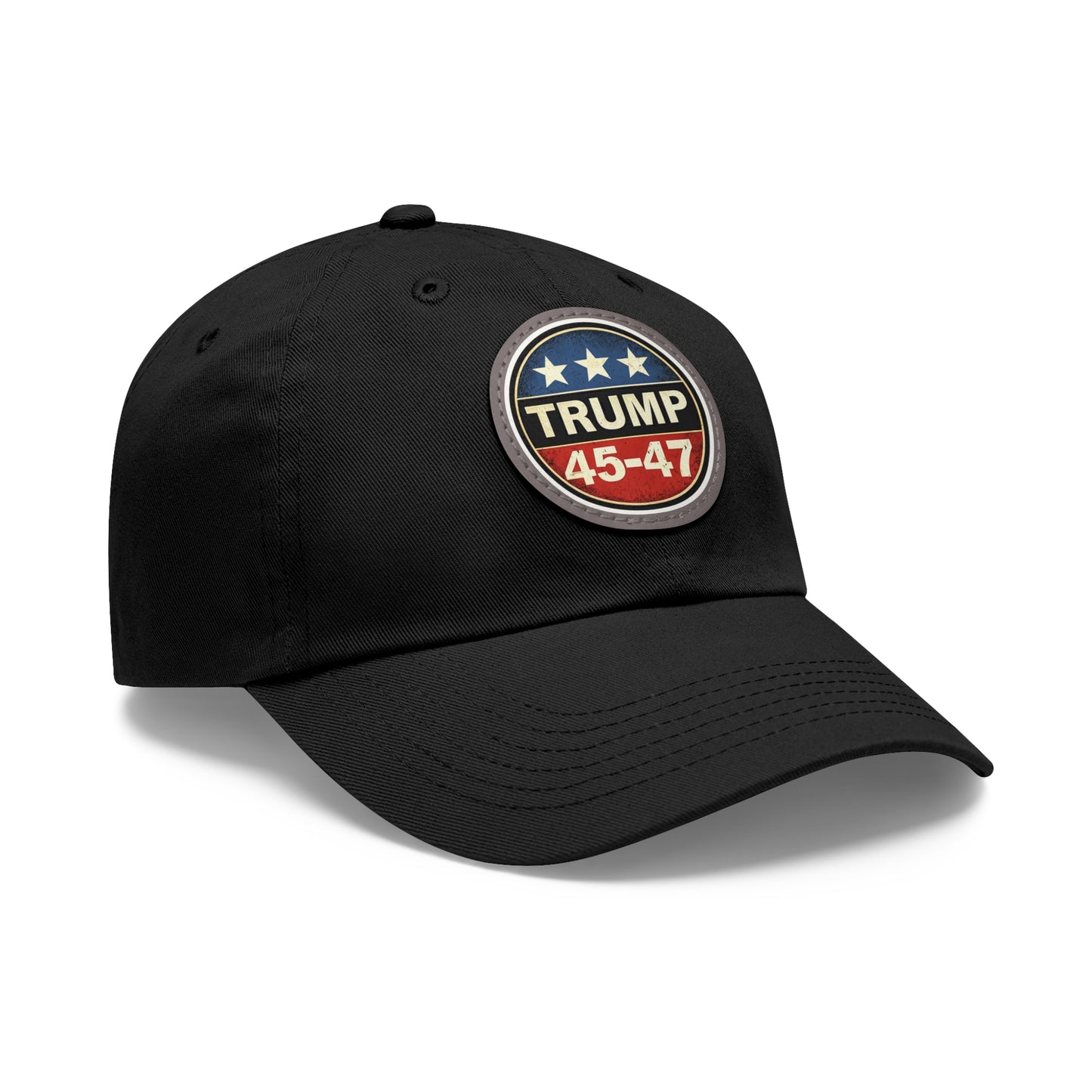 Trump 45-47 | Dad Hat with Leather Patch (Round)