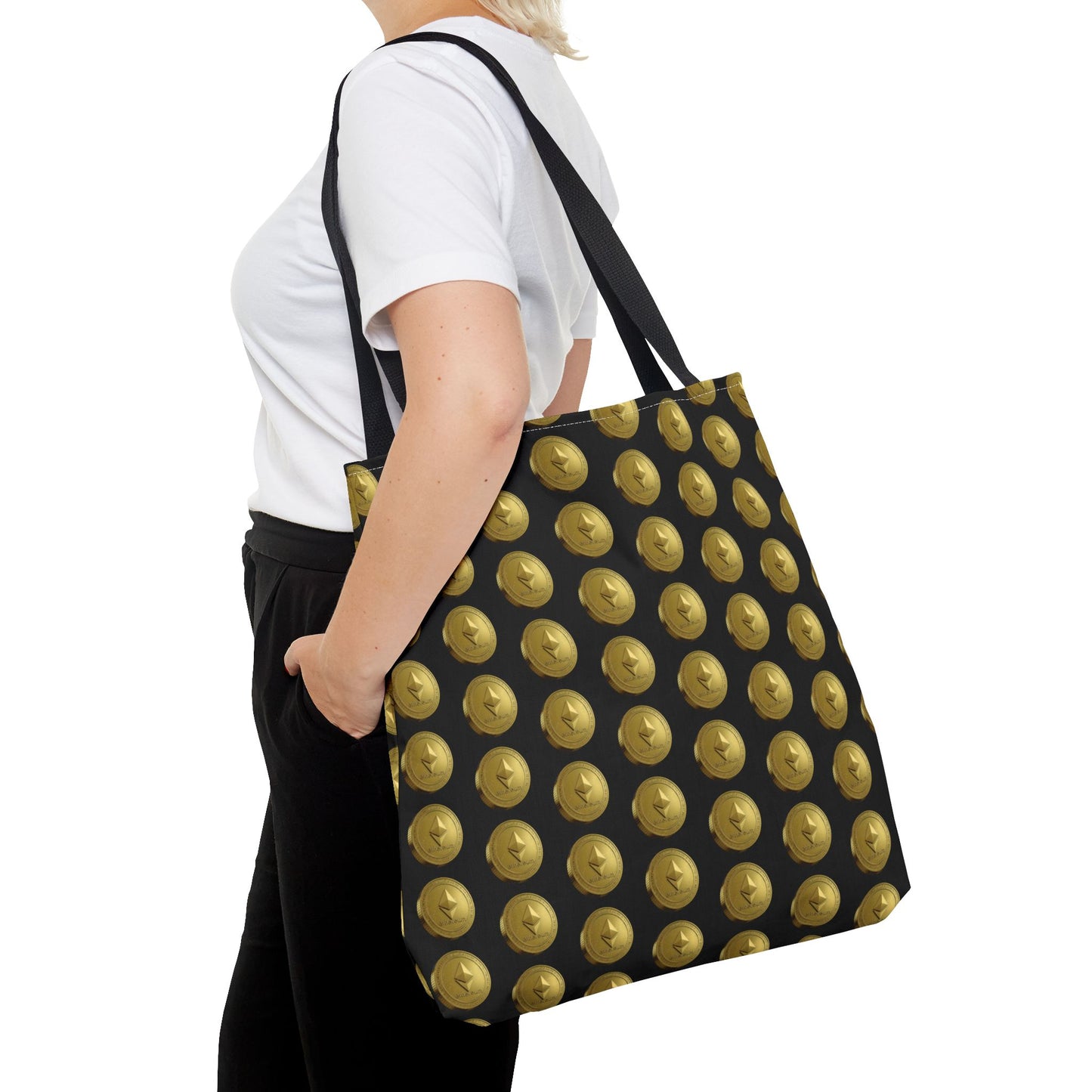 Ethereum Crypto Coin Pattern Tote Bag | Perfect for Gifts, Shopping, Beach Days, or Events