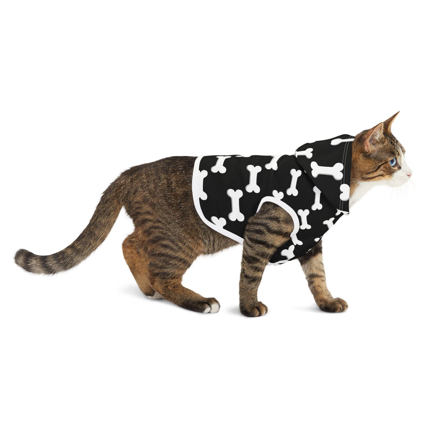 Cute Pet Hoodie with Bone Design, Perfect for Dog Lovers, Cats, Pet Apparel, Cozy Pet Wear