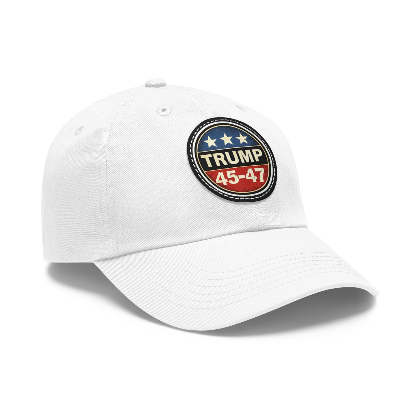 Trump 45-47 | Dad Hat with Leather Patch (Round)
