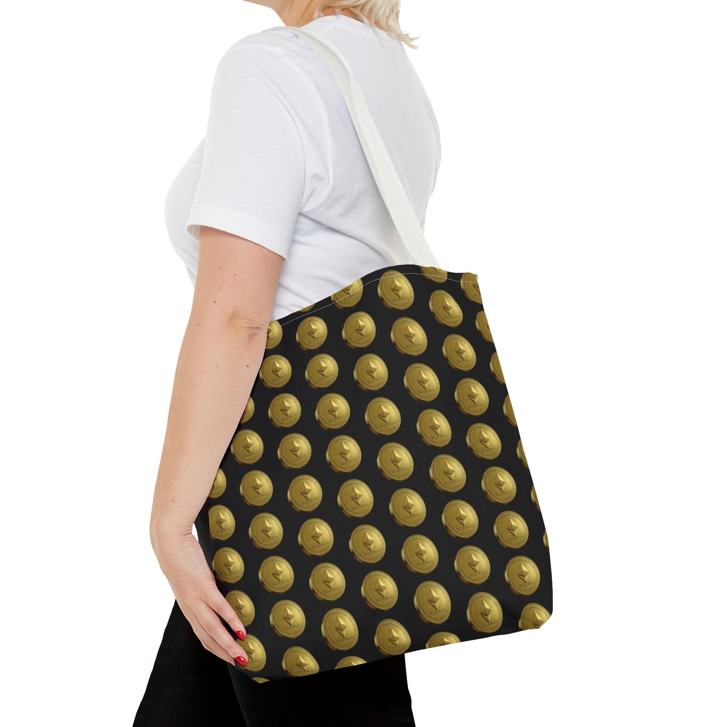 Ethereum Crypto Coin Pattern Tote Bag | Perfect for Gifts, Shopping, Beach Days, or Events