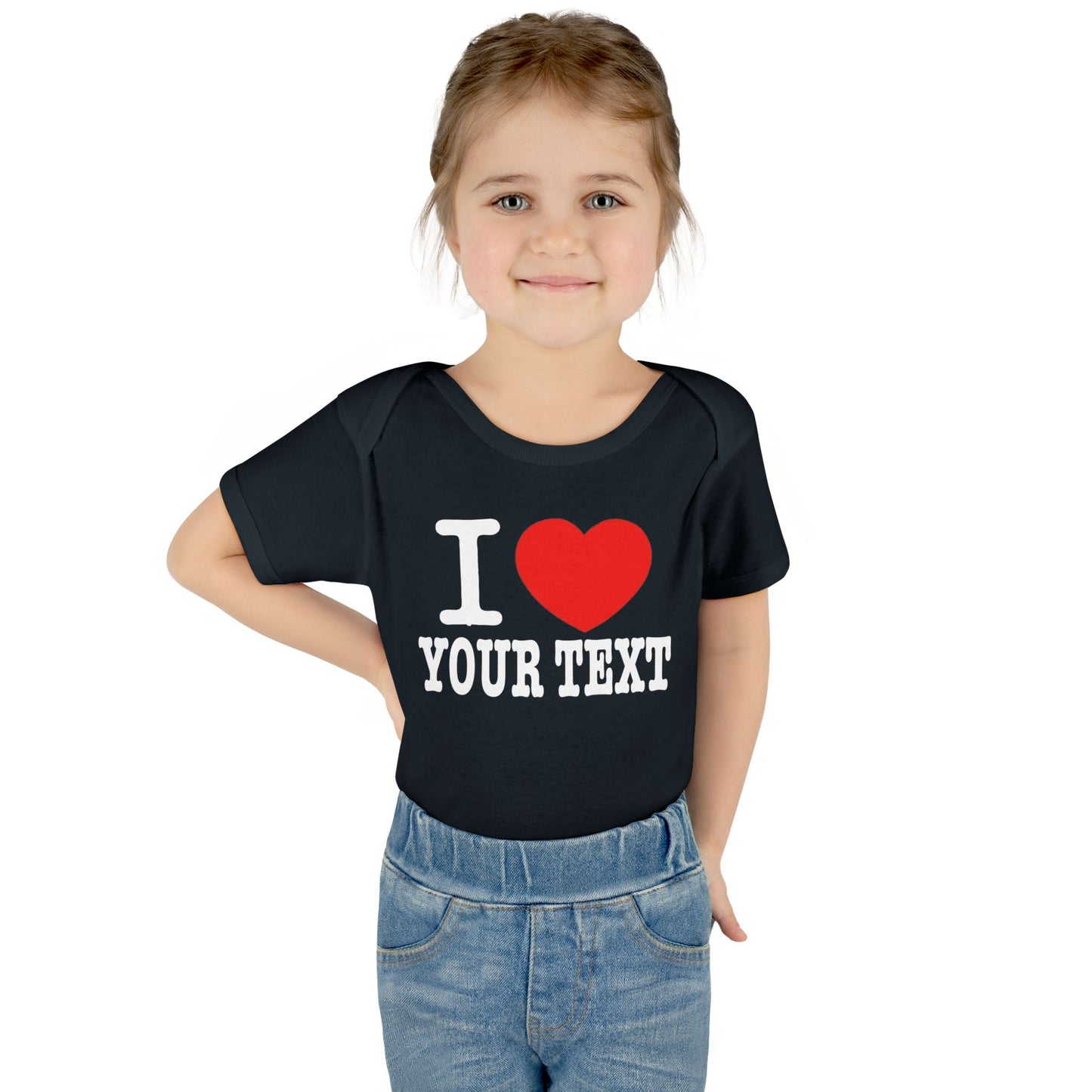 I Love Custom Text | Infant Baby Rib Bodysuit