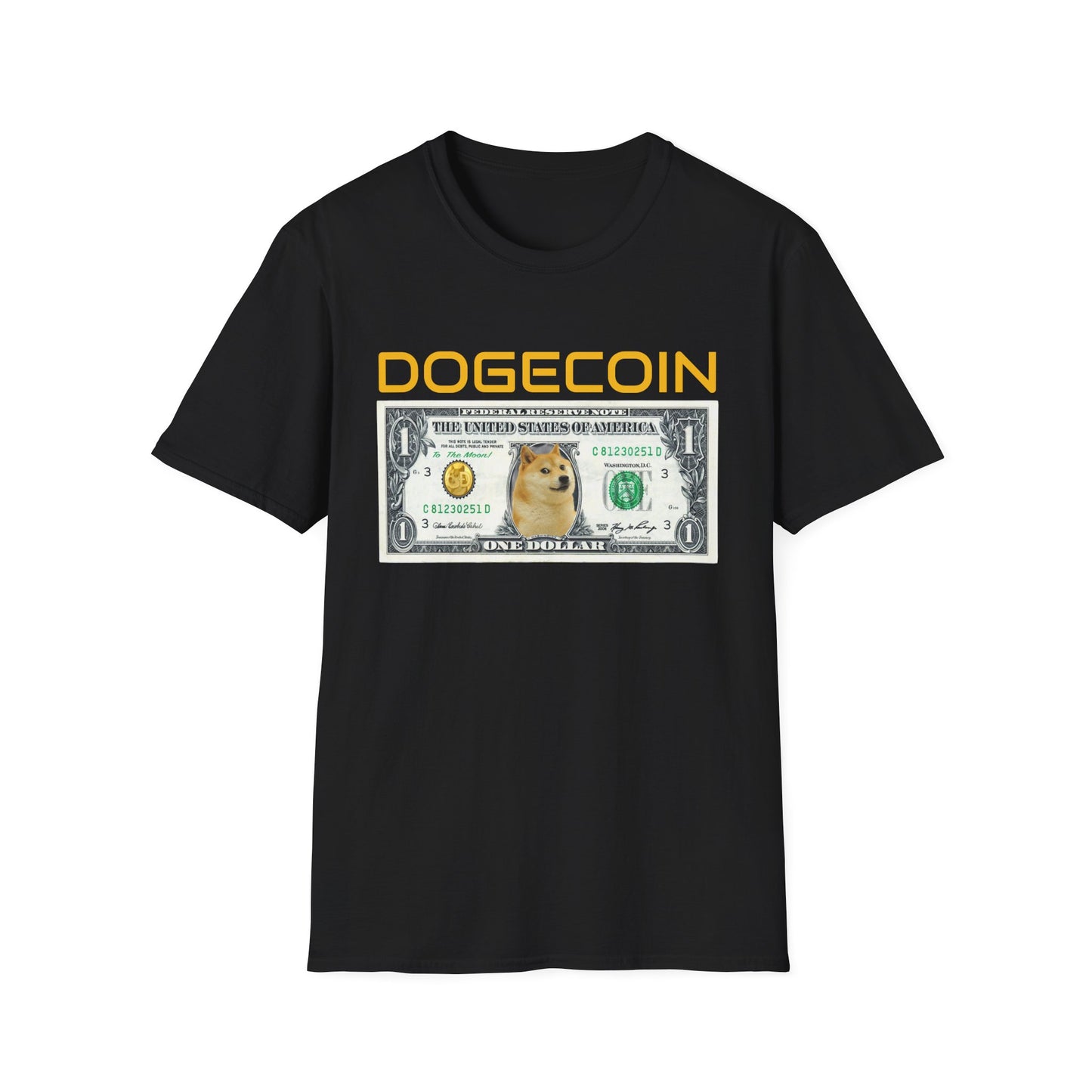 Dogecoin T-Shirt, Cryptocurrency Humor Tee, Unisex Graphic Shirt, Meme Apparel for Crypto Enthusiasts, Gift for Doge Fans