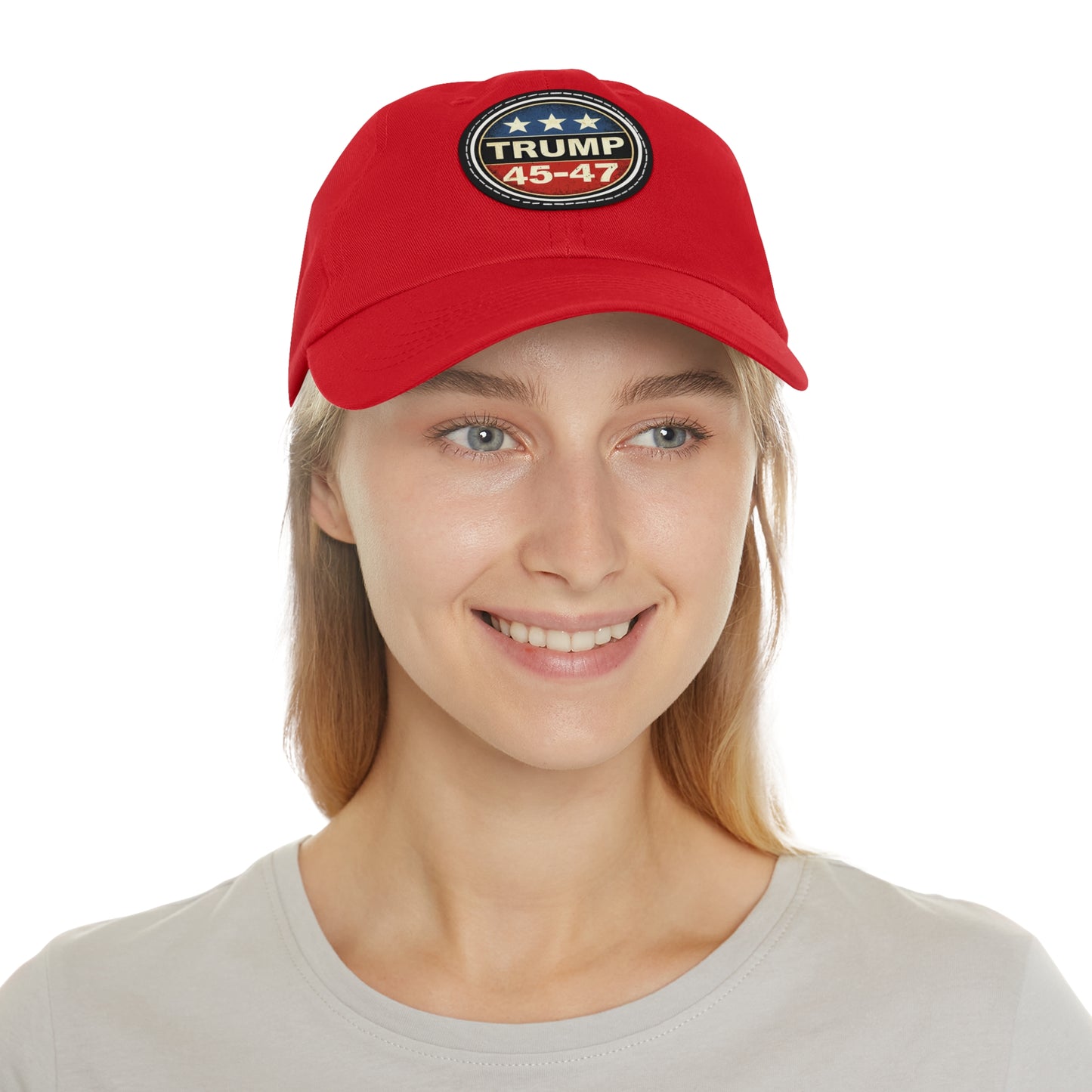 Trump 45-47 | Dad Hat with Leather Patch (Round)