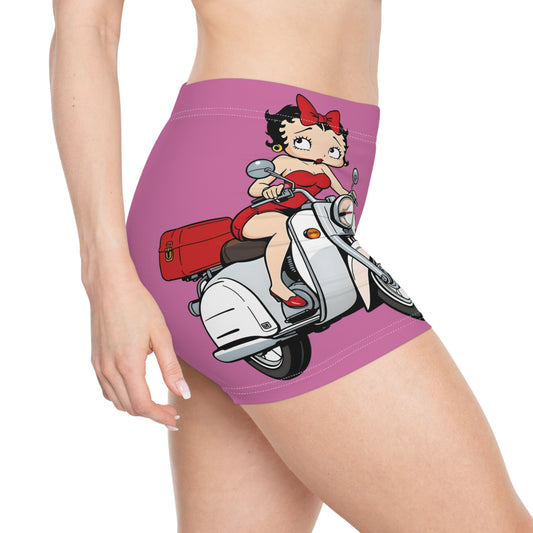 Betty Boop Pink Vintage Scooter - Womens Shorts