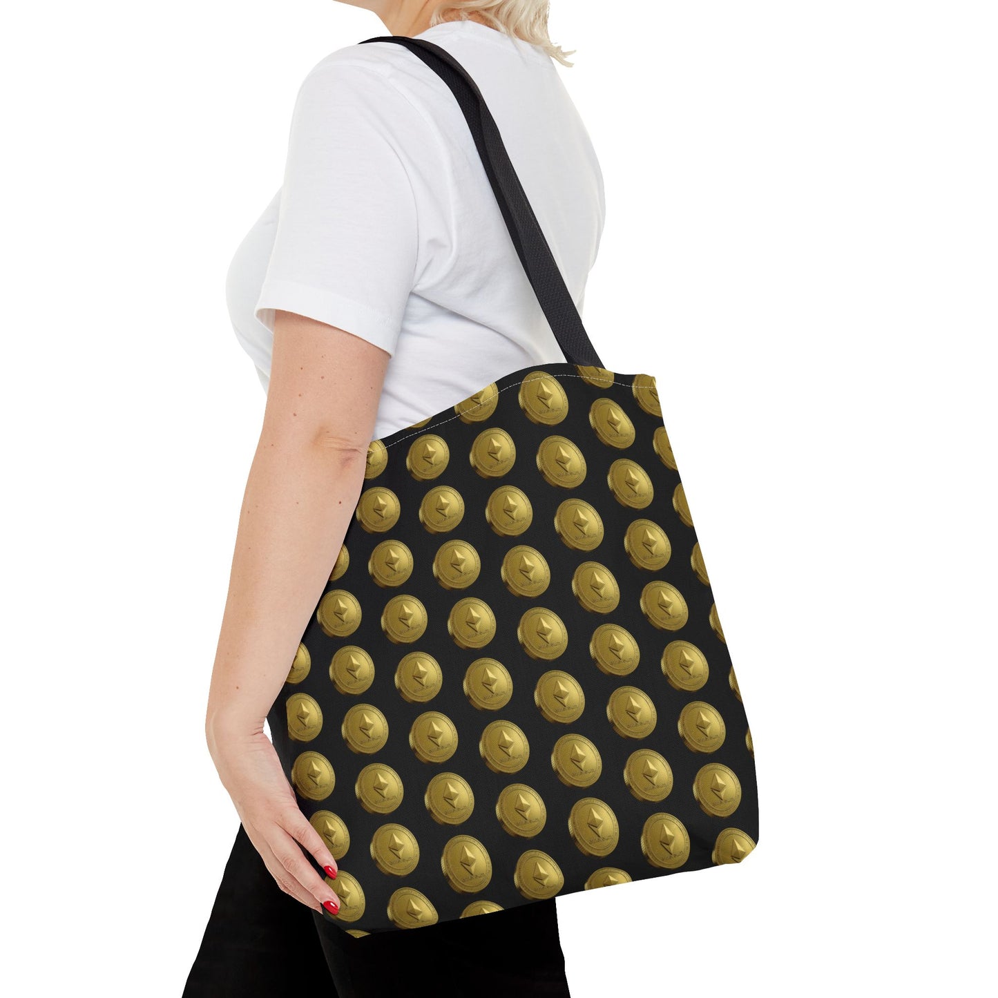 Ethereum Crypto Coin Pattern Tote Bag | Perfect for Gifts, Shopping, Beach Days, or Events