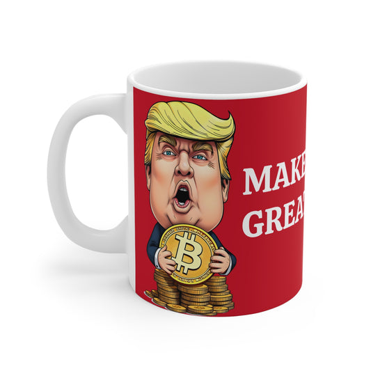 Make Crypto Great Again Bitcoin - Red and White Mug 11oz
