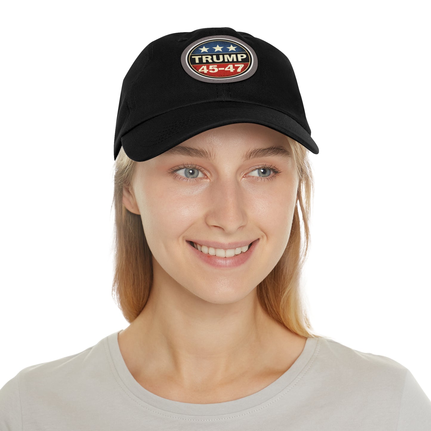 Trump 45-47 | Dad Hat with Leather Patch (Round)