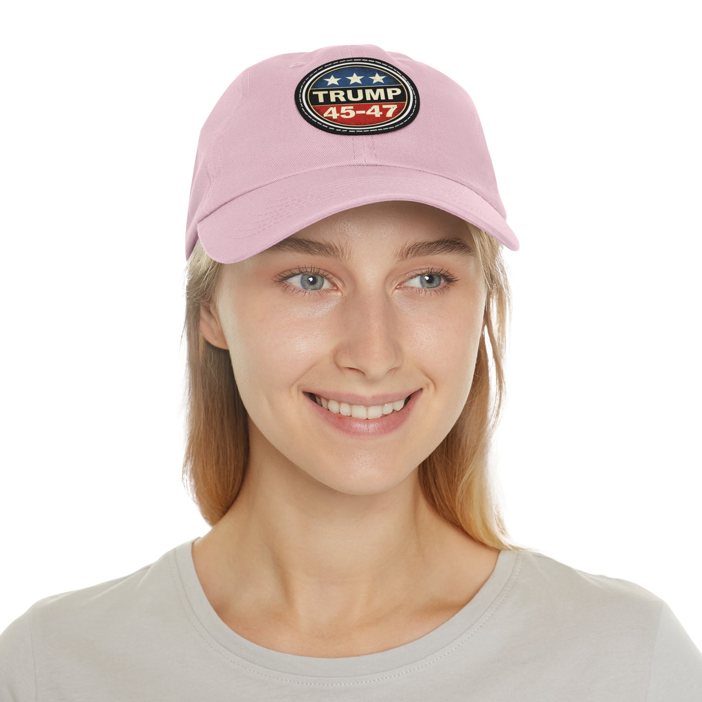 Trump 45-47 | Dad Hat with Leather Patch (Round)