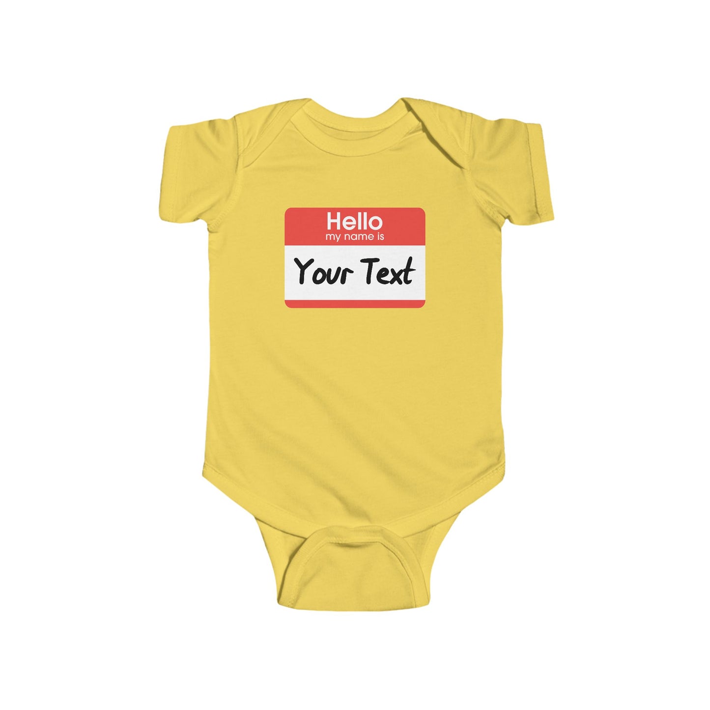Hello Sign, Custom Text | Infant Fine Jersey Bodysuit