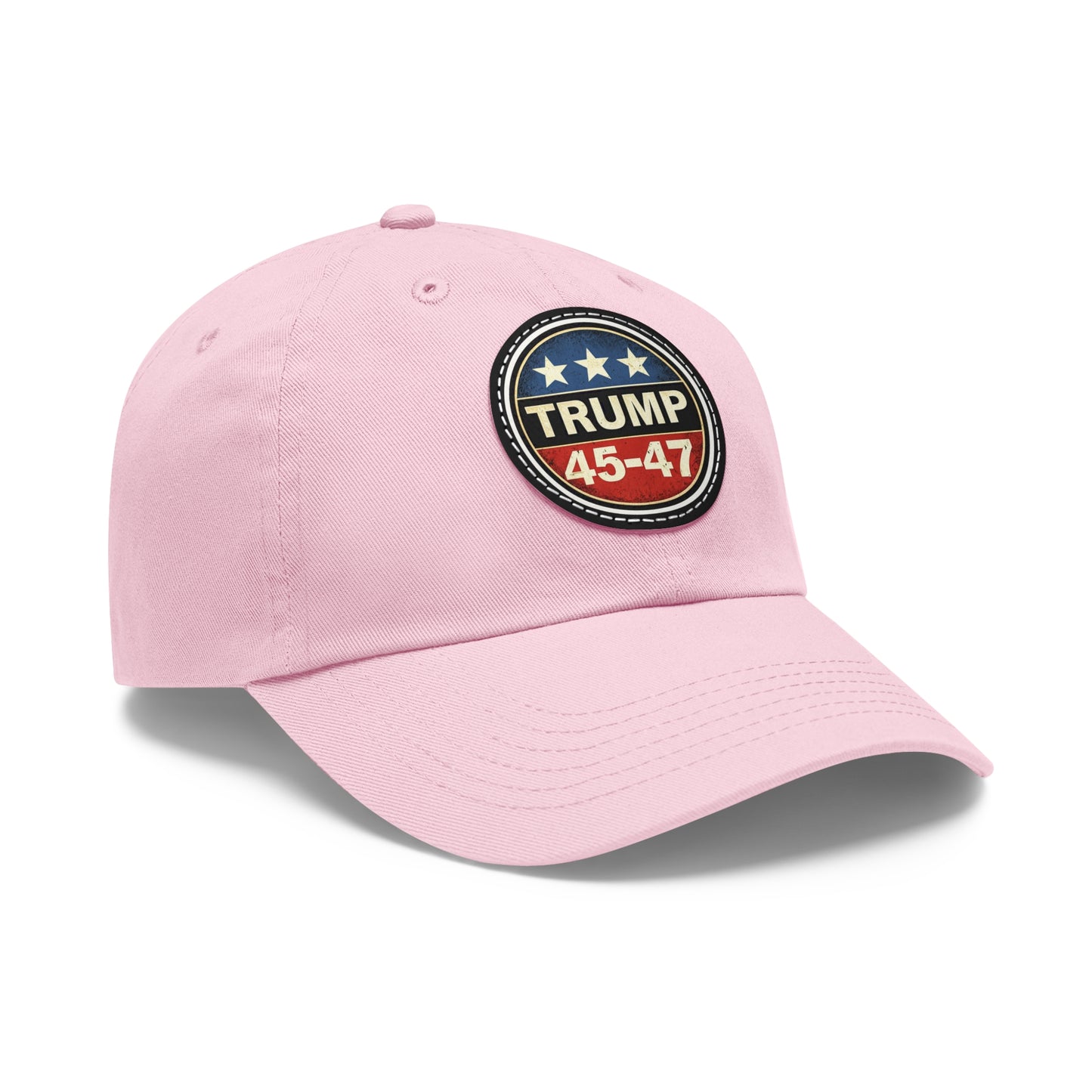 Trump 45-47 | Dad Hat with Leather Patch (Round)