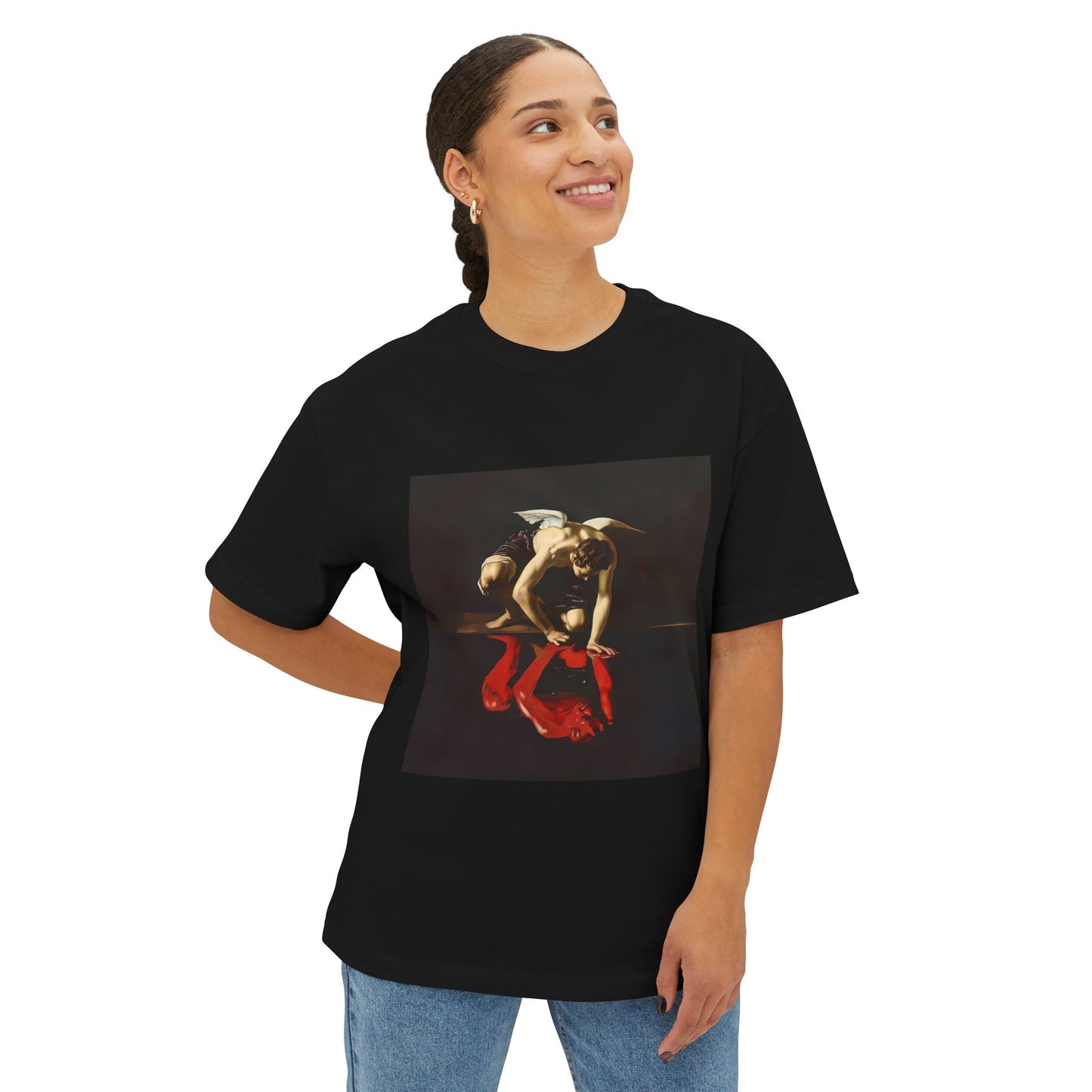 Artistic Angel/Devil Reflection | Unisex Oversized Boxy Tee