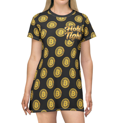 Bitcoin Vibe T-Shirt Dress - 'Hold Tight!' Cryptocurrency Fashion