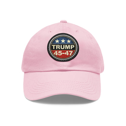 Trump 45-47 | Dad Hat with Leather Patch (Round)