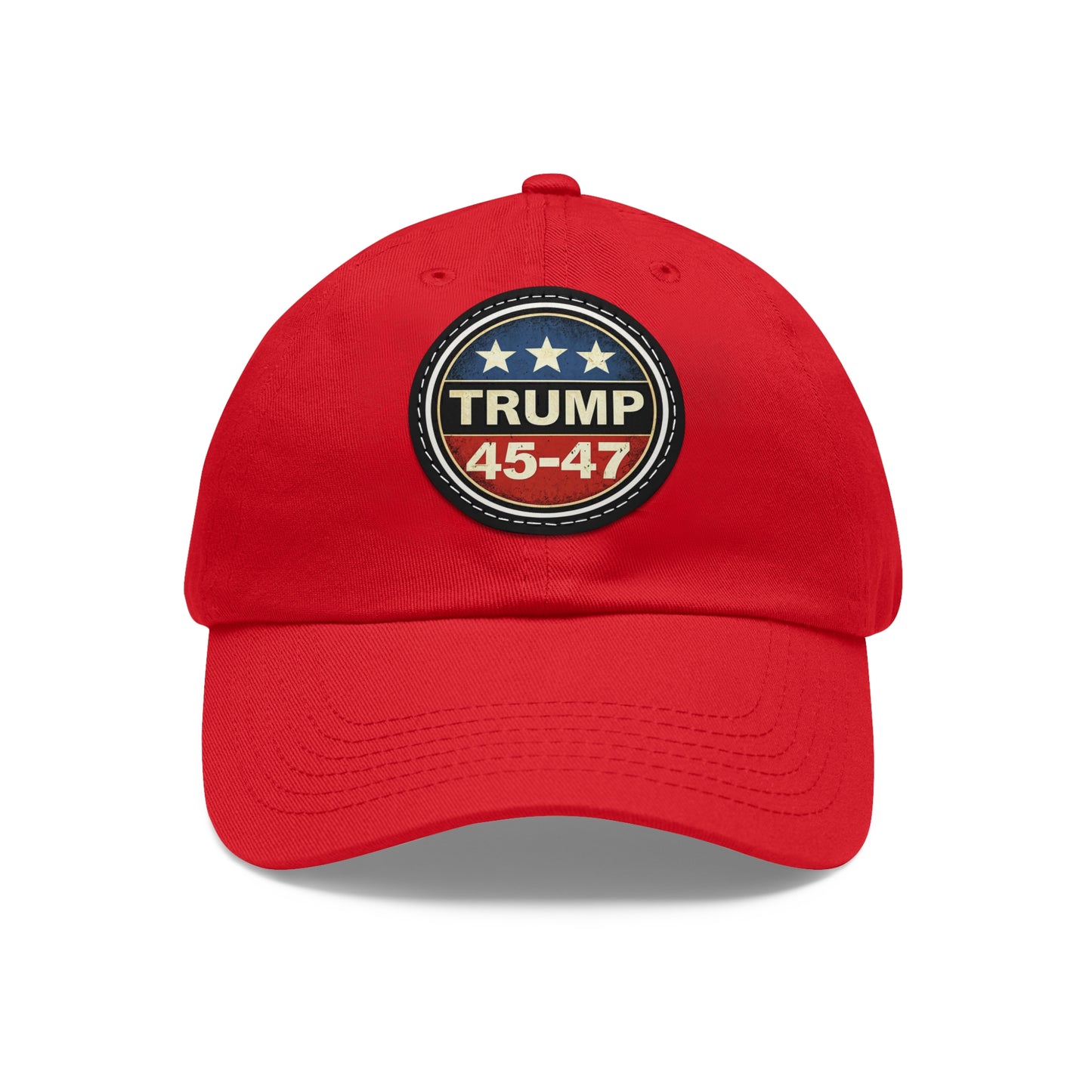 Trump 45-47 | Dad Hat with Leather Patch (Round)