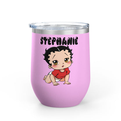 Personalized Baby Boop - Wine Tumbler - Custom Text 12oz