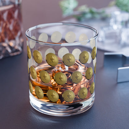 Ethereum Gold Coin Rocks Glass, 10oz