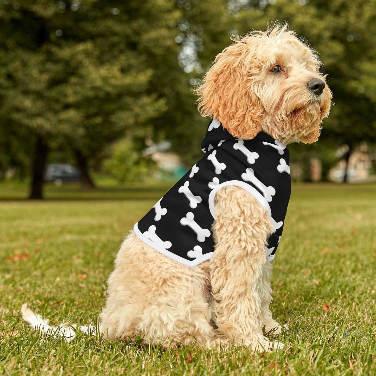 Cute Pet Hoodie with Bone Design, Perfect for Dog Lovers, Cats, Pet Apparel, Cozy Pet Wear