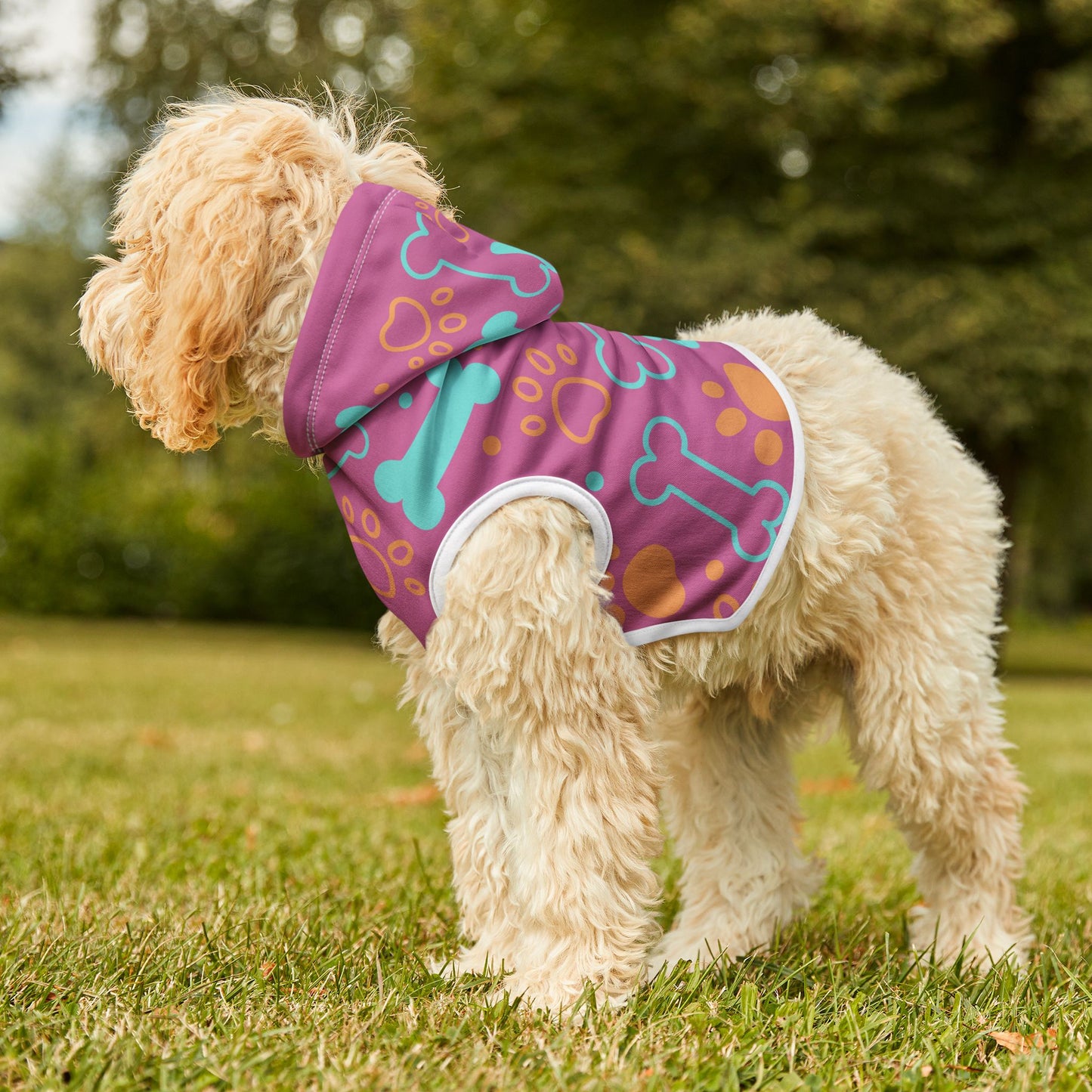 Paw & Bone Pink | Pet Hoodie