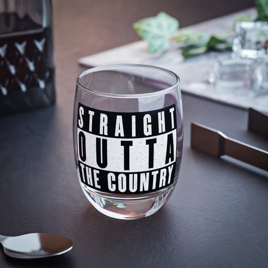 Custom Text Straigh Outta | Rustic Whiskey Glass