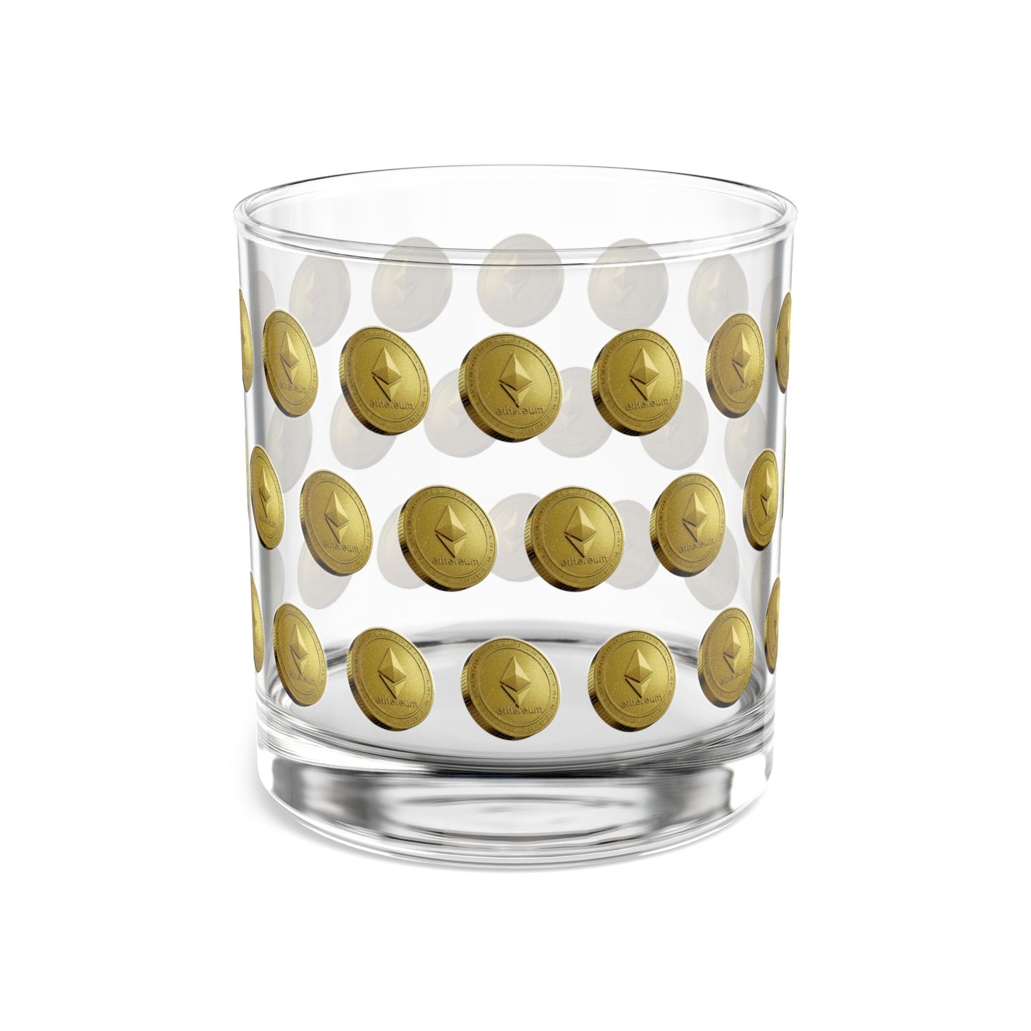 Ethereum Gold Coin Rocks Glass, 10oz