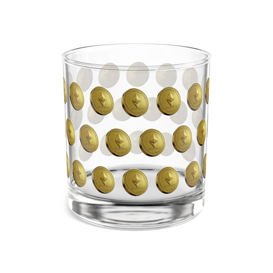 Ethereum Gold Coin Rocks Glass, 10oz