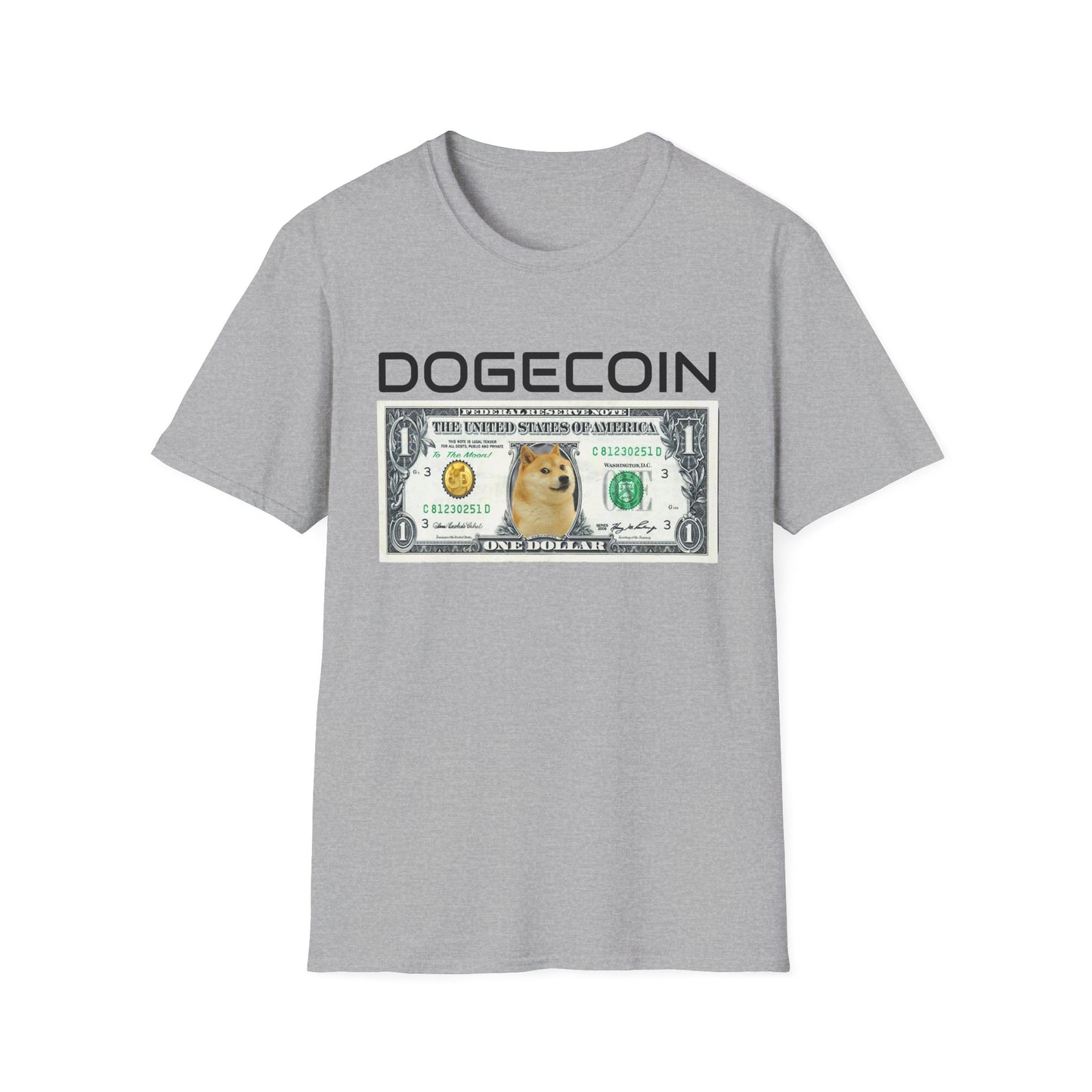 Dogecoin T-Shirt, Cryptocurrency Humor Tee, Unisex Graphic Shirt, Meme Apparel for Crypto Enthusiasts, Gift for Doge Fans