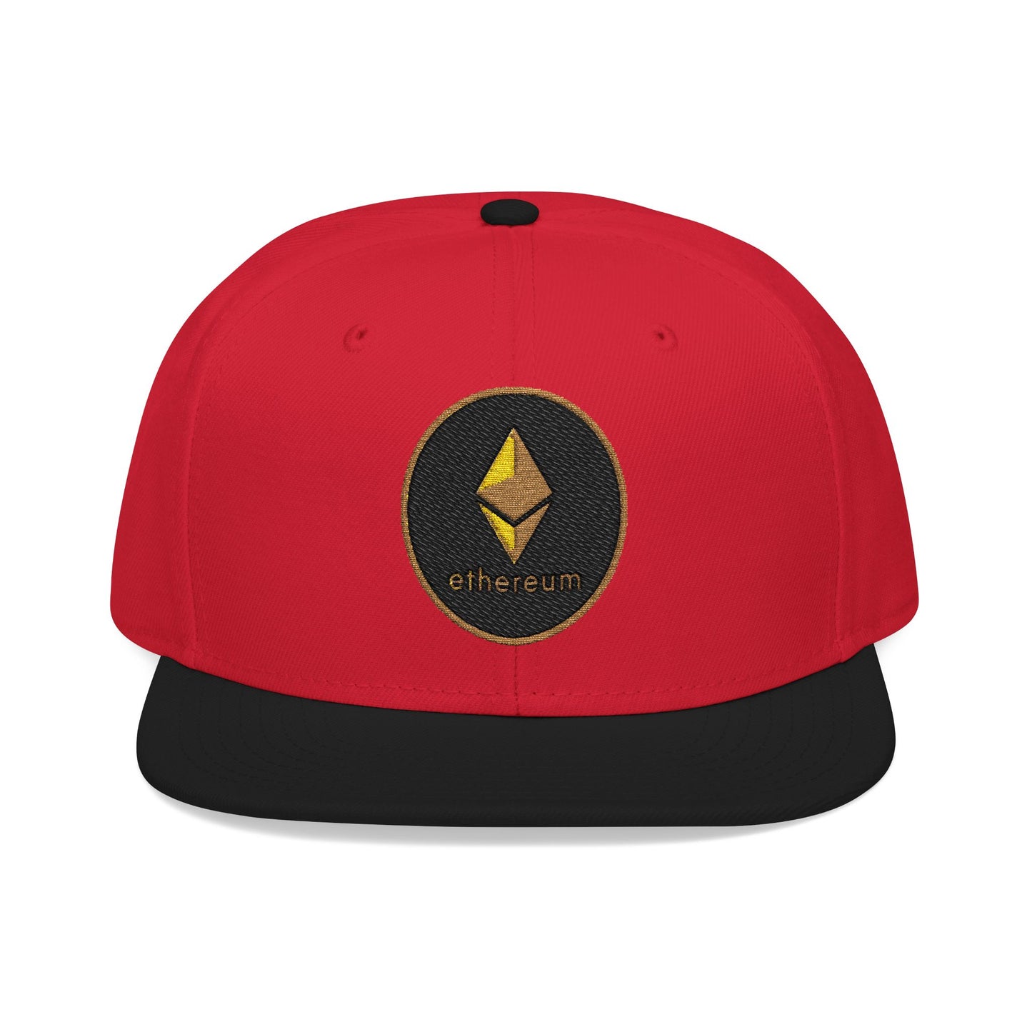 Ethereum Snapback Hat - Red Embroidered Cap for Crypto Enthusiasts