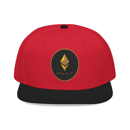 Ethereum Snapback Hat - Red Embroidered Cap for Crypto Enthusiasts