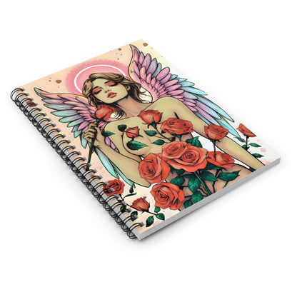Rose Angel Spiral Notebook - Ruled Line, Personalized Journal, Cute Stationery, Creative Gift, Sketchbook, Art Notebook