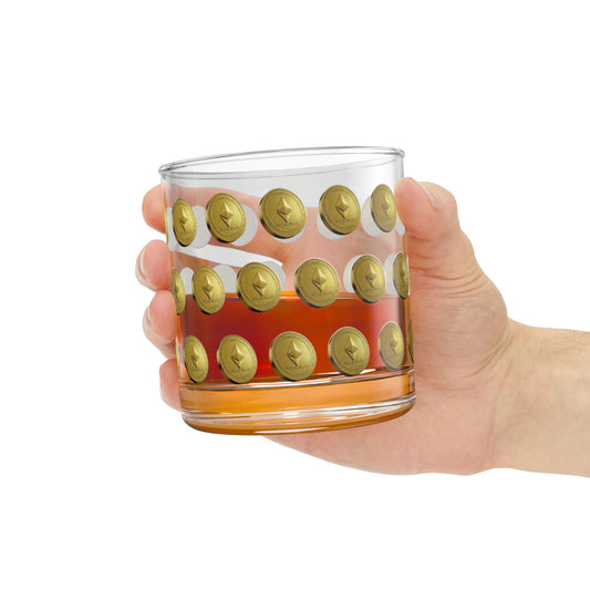 Ethereum Gold Coin Rocks Glass, 10oz