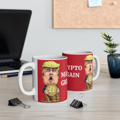 Make Crypto Great Again Bitcoin - Red and White Mug 11oz