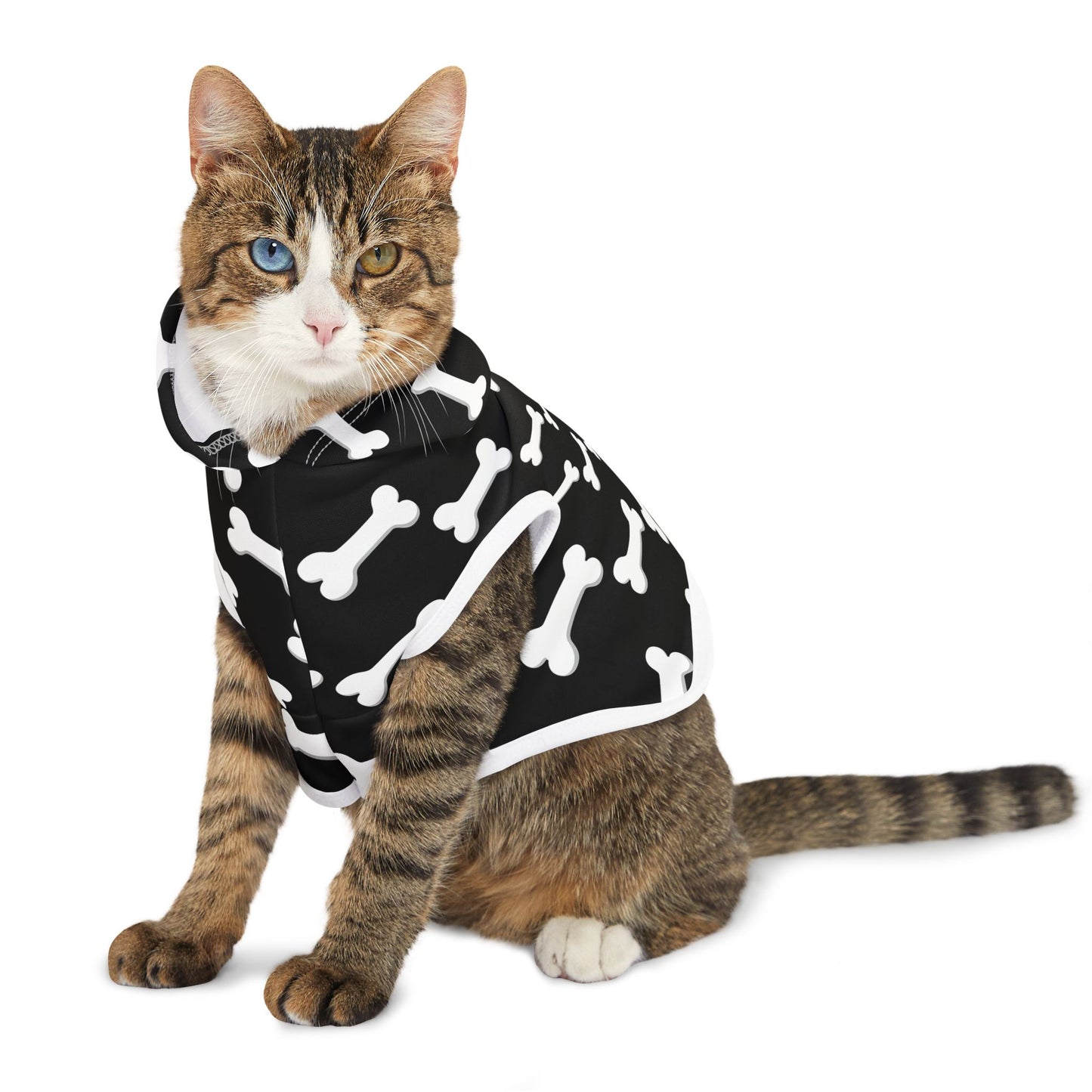 Cute Pet Hoodie with Bone Design, Perfect for Dog Lovers, Cats, Pet Apparel, Cozy Pet Wear