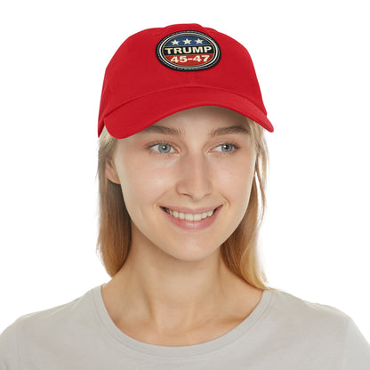 Trump 45-47 | Dad Hat with Leather Patch (Round)