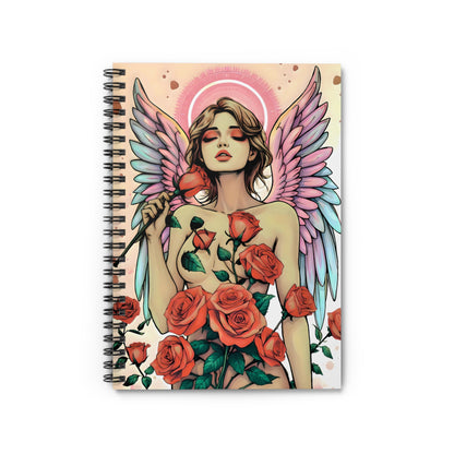 Rose Angel Spiral Notebook - Ruled Line, Personalized Journal, Cute Stationery, Creative Gift, Sketchbook, Art Notebook