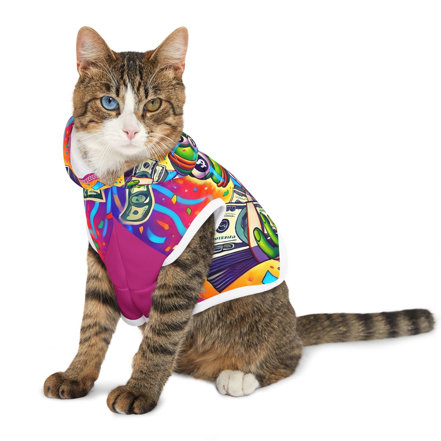 PEPE CASH Pet Hoodie - Pets, Fun Fashion for Dogs, Colorful Dog Wear, Unique Pet Outfit, Perfect for Pet Birthdays, Pet Parties, Gift