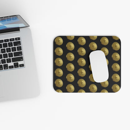 Ethereum Gold Coin Mouse Pad - Perfect for Crypto Lovers, Gamer Desk Accessories, Ideal Gift for Tech Enthusiasts, Modern Office Decor,
