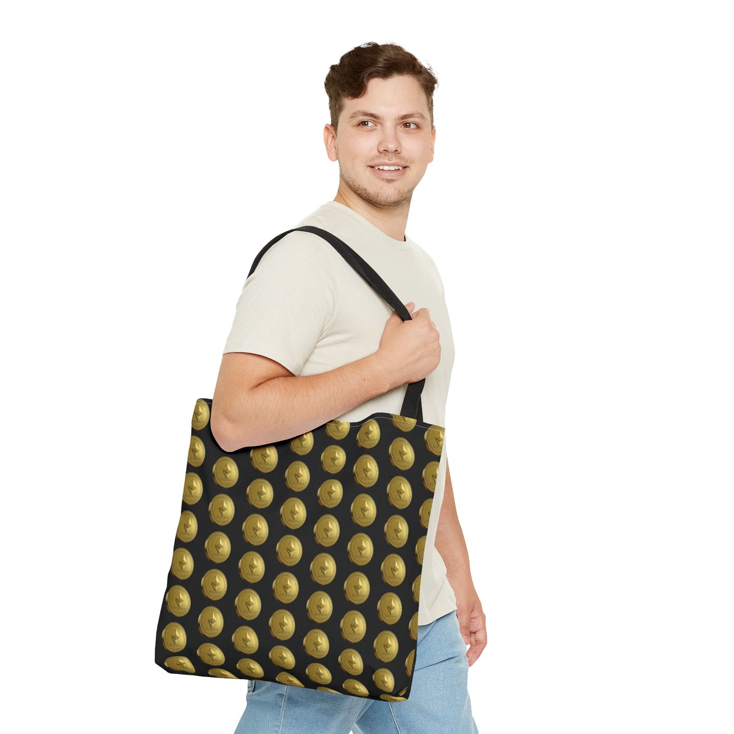 Ethereum Crypto Coin Pattern Tote Bag | Perfect for Gifts, Shopping, Beach Days, or Events