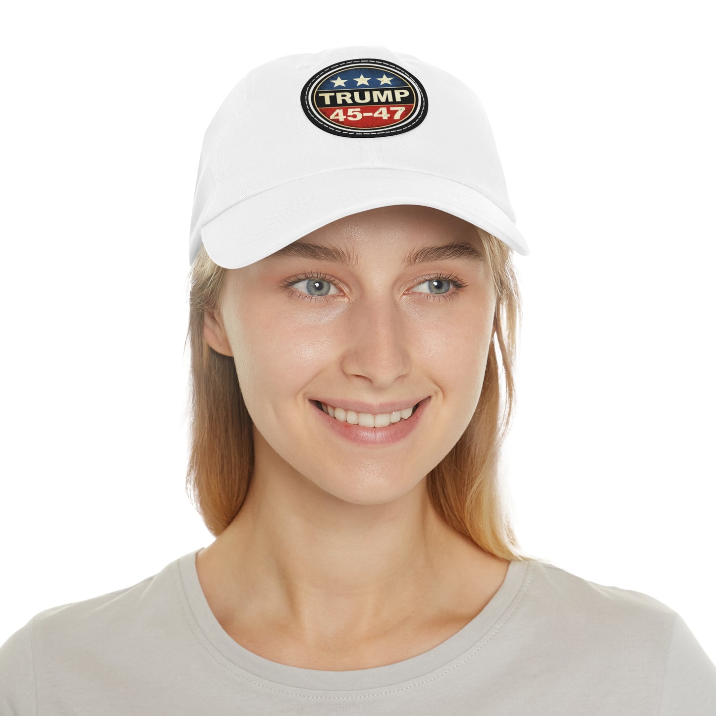 Trump 45-47 | Dad Hat with Leather Patch (Round)