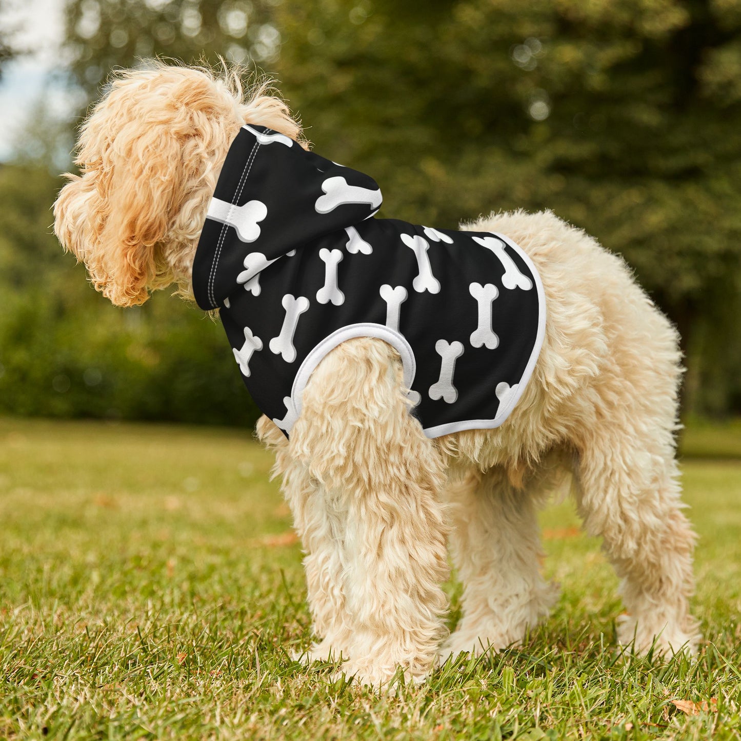 Cute Pet Hoodie with Bone Design, Perfect for Dog Lovers, Cats, Pet Apparel, Cozy Pet Wear